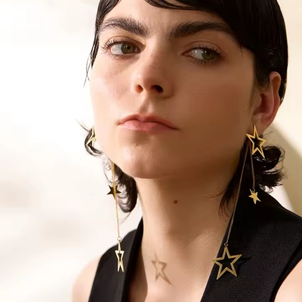 Star Dangle Earrings 18k Gold Plated | NWOT